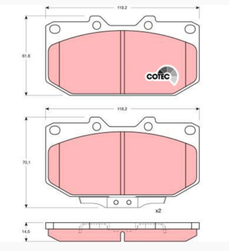 Juego de pastillas de freno para eje delantero TRW GDB1006 nuevas y originales para NISSAN - Imagen 3
